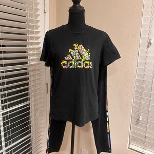 Adidas logo Tee with leggings workout set
